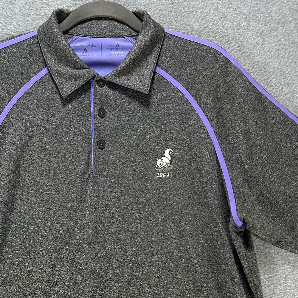 Antigua Polo Shirt Desert Dry Mens M Pine Lake Grey Purple Performance Golf